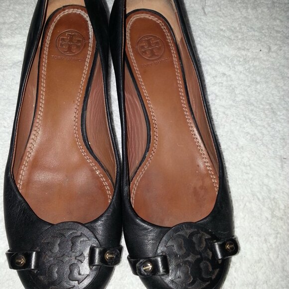 Size 7 Tory Burch Wedge Heels Worn - Picture 4 of 9